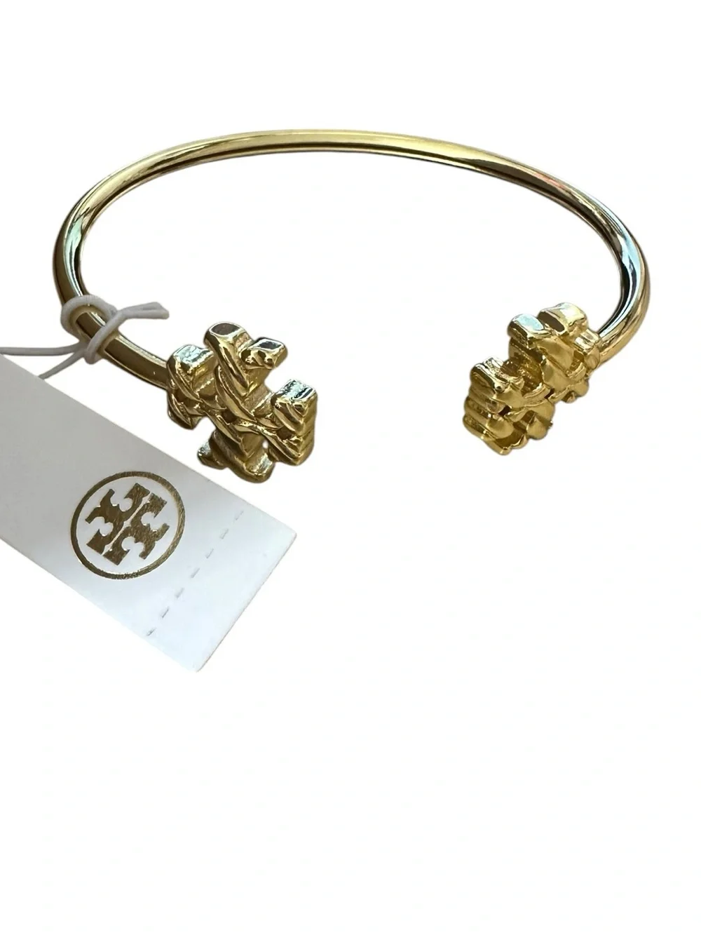 Tory Burch Gold Logo Open Cuff Bracelet